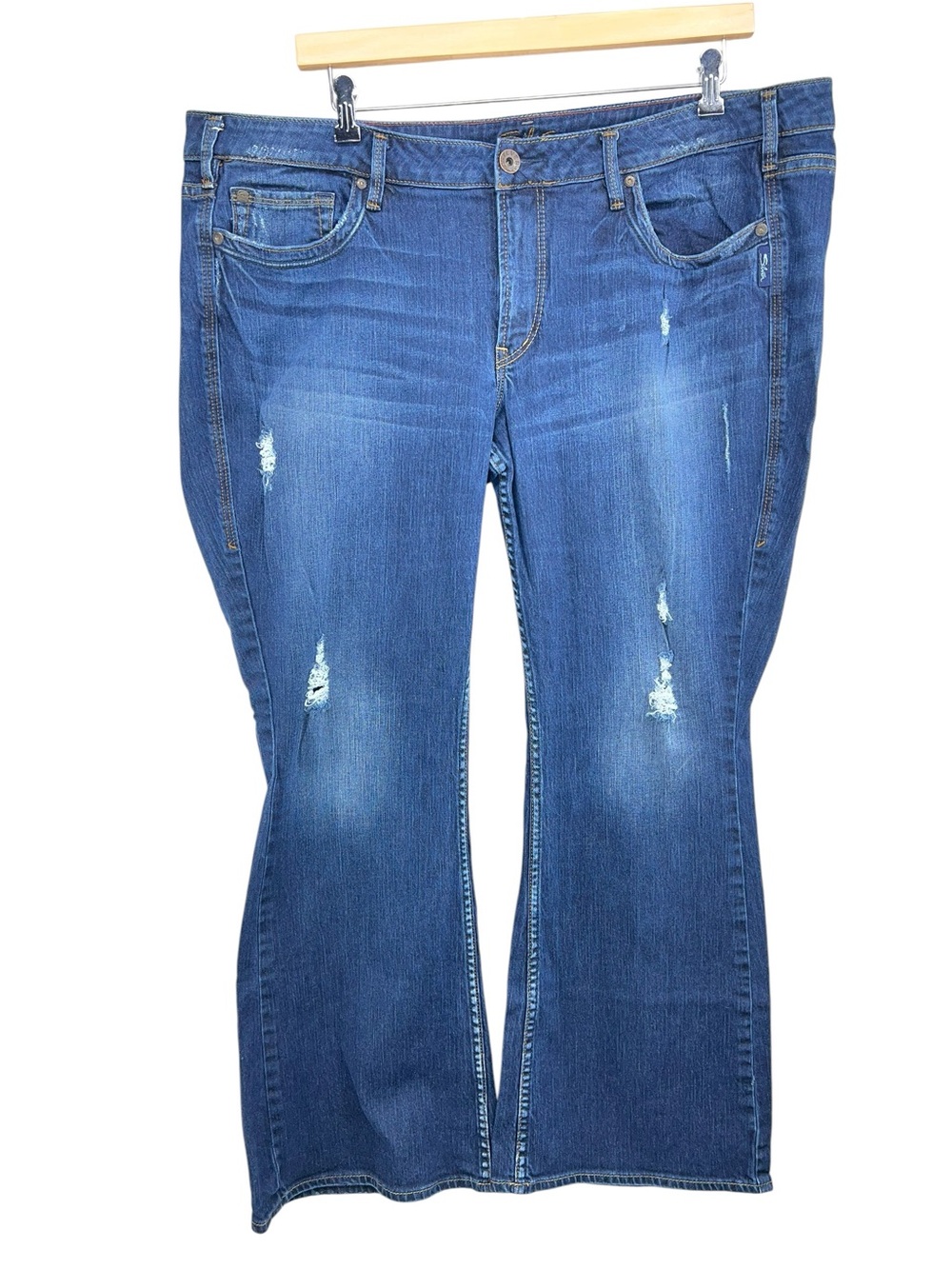 Silver Jeans Eden Flare Distressed Jeans Womens Plus Size 24 L33